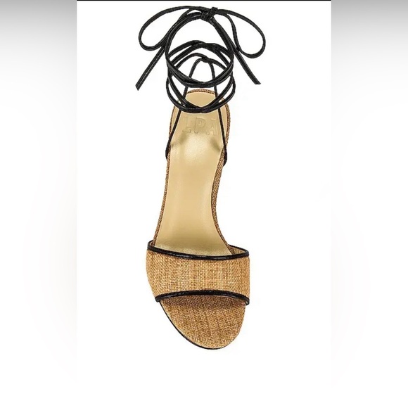 LPA Amara Raffia Black Ankle Wrap Heeled Sandals Size 8 New W/O Box - Picture 4 of 10